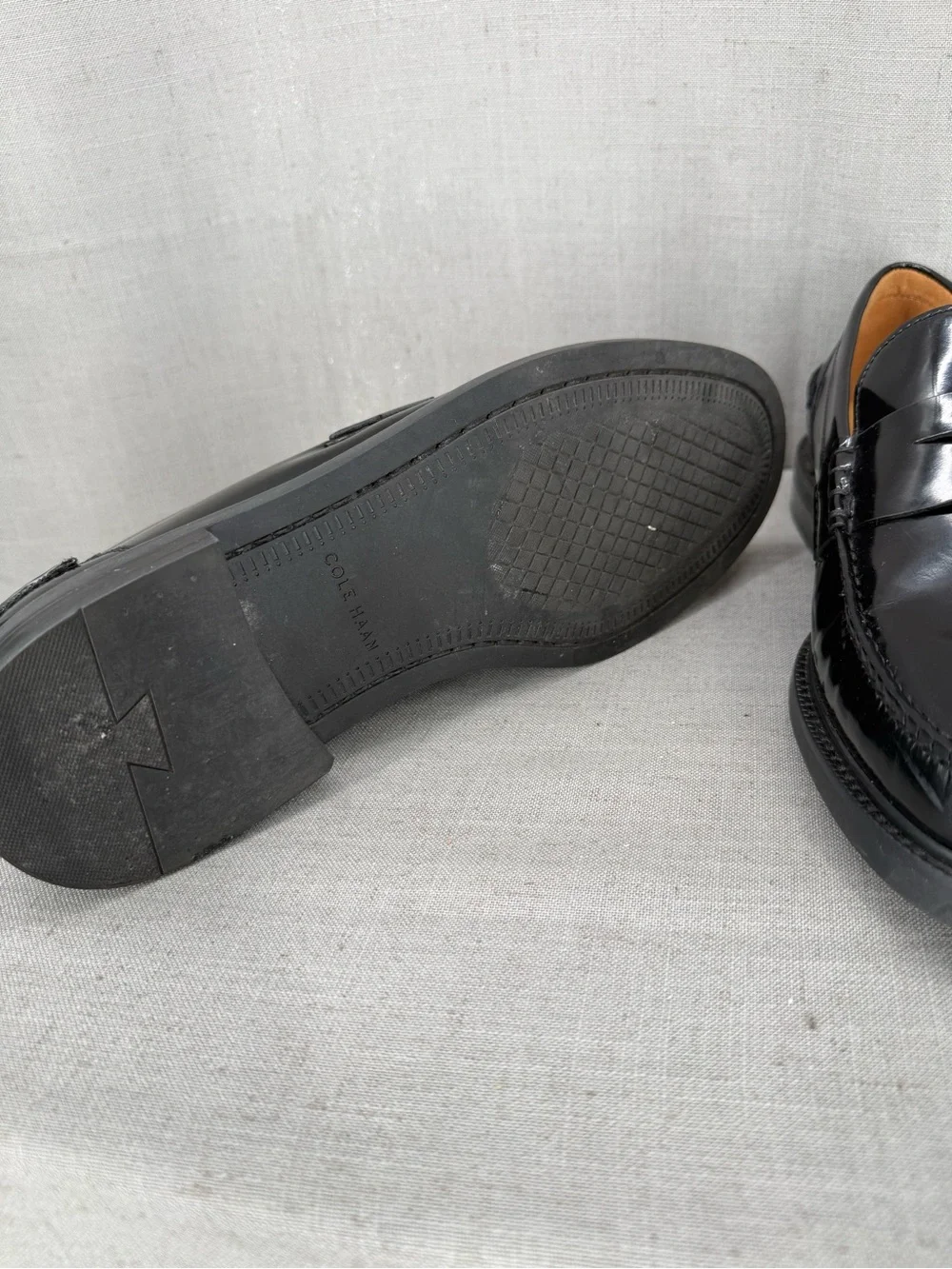 Cole Haan Pinch Prep Penny Loafer Black sz 8 Slip On Glossy  Dress Shoe